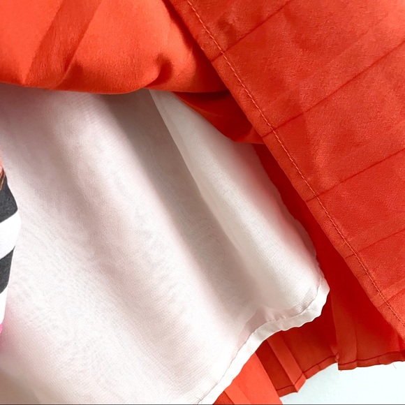 Sundress with Pleated Skirt and Shoulder Floral Details in Bright Orange Dress - Picture 5 of 8